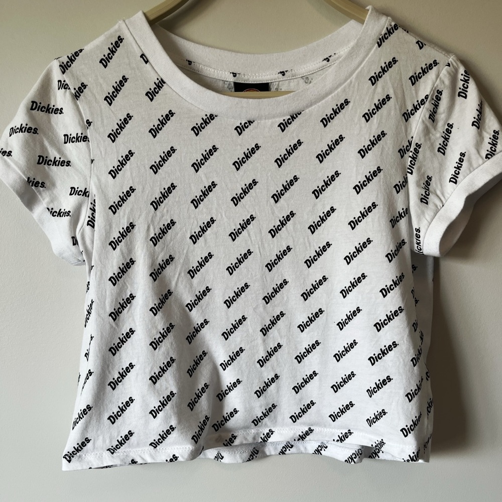 Dickies Black and White Cropped Logo Tee
